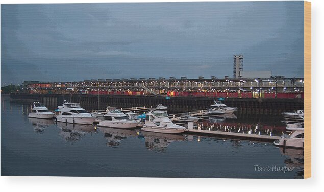 Old Montreal Wood Print featuring the photograph Harbor and Skyline from Old Montreal by Terri Harper