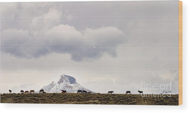 Equidae Equus Caballus Wood Print featuring the photograph Heart Mountain Horses by J L Woody Wooden