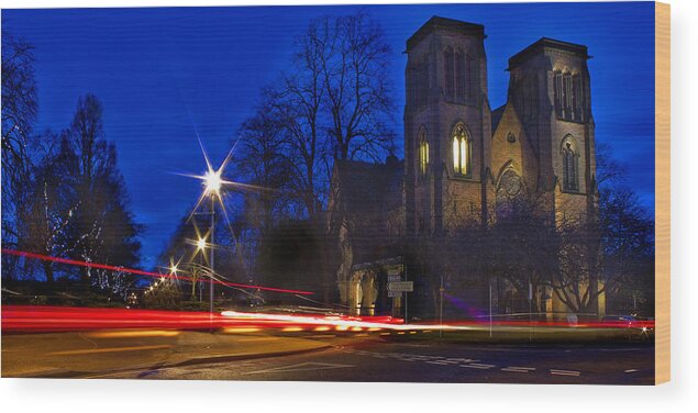 Cathedral Wood Print featuring the photograph Inverness Cathedral at night by Joe Macrae