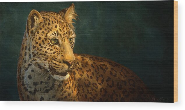 Leopard Wood Print featuring the digital art Leopard by Aaron Blaise