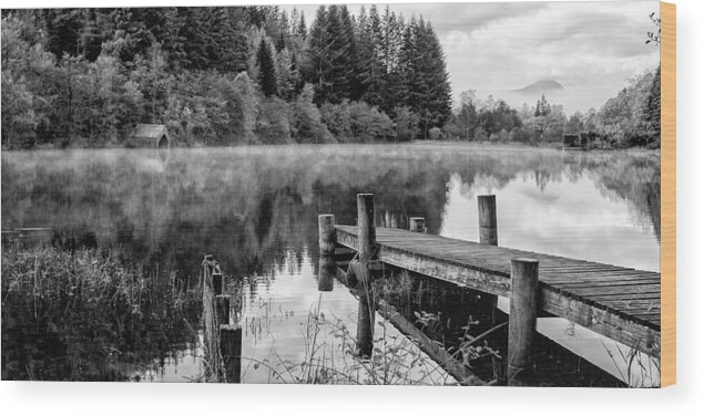 Loch Ard Wood Print featuring the photograph Loch Ard Boathouse by Nigel R Bell