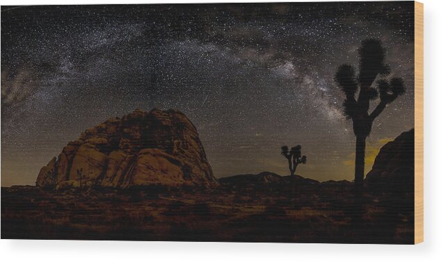 Astrophotography Wood Print featuring the photograph Milky Way over Joshua Tree by Peter Tellone