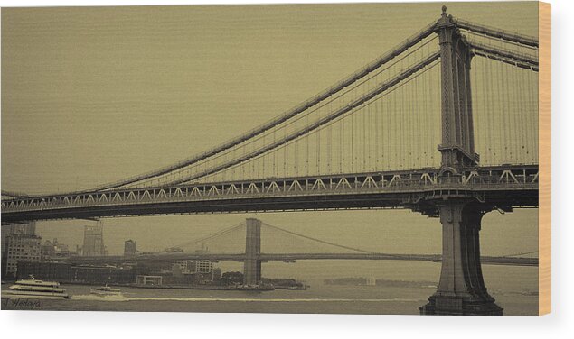 Nyc Wood Print featuring the photograph Nyc East River Bridges by Joseph Hedaya