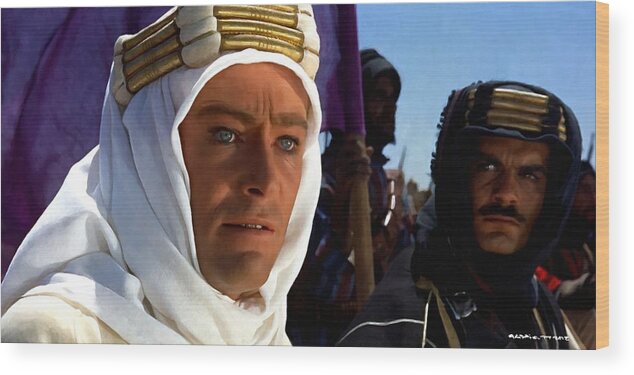 Alec Guinness Wood Print featuring the digital art Peter OToole and Omar Sharif in Lawrence of Arabia by Gabriel T Toro