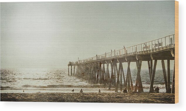 Hermosa Wood Print featuring the photograph Pier Approaching Sunset by Kevin Bergen