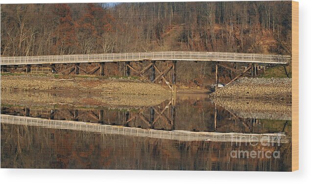 Rails To Trails Wood Print featuring the photograph Rail trail at Cheat Lake by Dan Friend