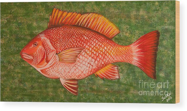 Snapper Wood Print featuring the painting Red Snapper by Susan Cliett