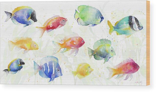 School Wood Print featuring the painting School Of Tropical Fish by Lanie Loreth