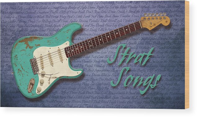 Fender Stratocaster Wood Print featuring the digital art Seafoam Strat Songs by WB Johnston