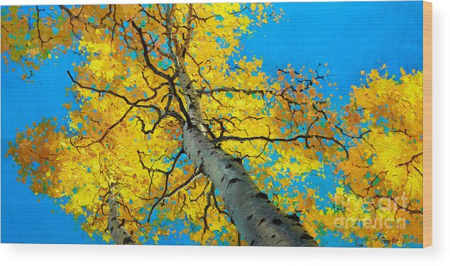 Aspen Canopy Wood Print featuring the painting Sky High 3 by Gary Kim