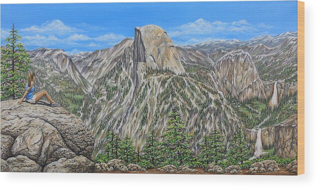 Yosemite Wood Print featuring the painting Springtime In Yosemite Valley by Jane Girardot