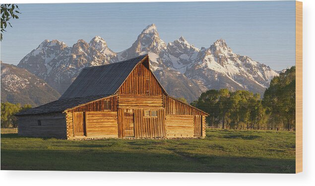 Moulton Wood Print featuring the photograph T. A. Moulton Barn and the Tetons by Aaron Spong