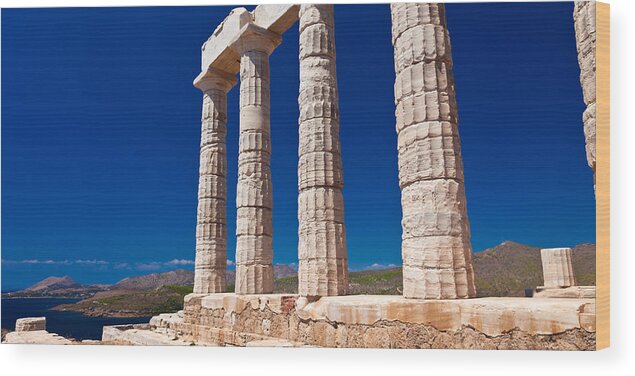 Temple Wood Print featuring the photograph Temple of Poseidon at Sounion by Brad Brizek