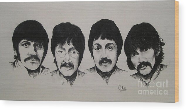 Beatles Wood Print featuring the drawing The Beatles by Catherine Howley
