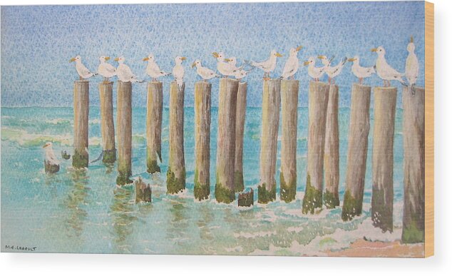 Seagulls Wood Print featuring the painting The Town Meeting by Mary Ellen Mueller Legault
