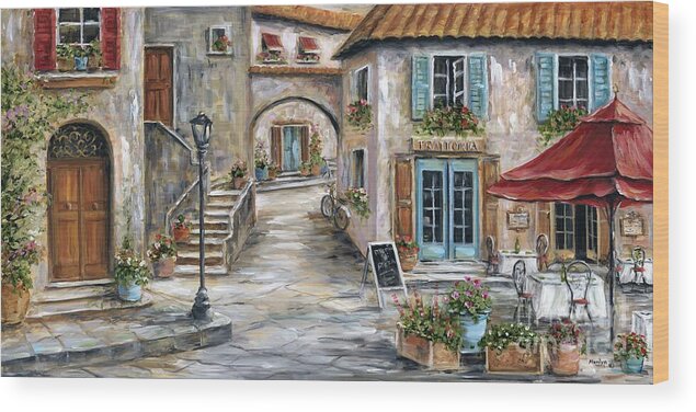 Tuscany Wood Print featuring the painting Tuscan Street Scene by Marilyn Dunlap