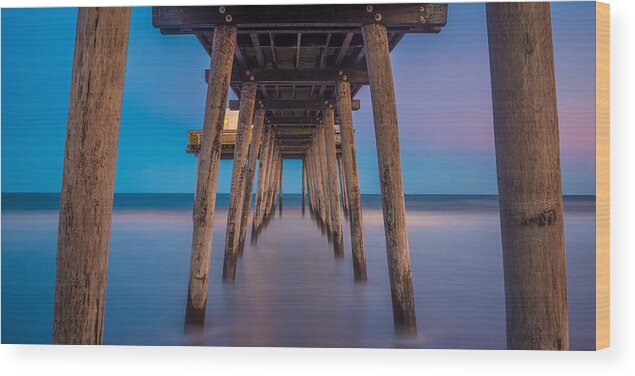 Pier Wood Print featuring the photograph Under the Pier - Wide Version by Mark Rogers