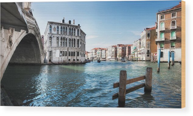 Scenics Wood Print featuring the photograph Venice Rialto Bridge And Grand Canal by Nicolamargaret