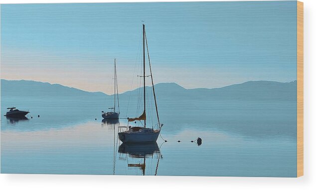 Lake Tahoe Sailboat Wood Print featuring the photograph Waiting to Sail by Marilyn MacCrakin