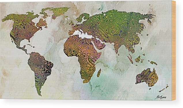 World Map Wood Print featuring the painting World Map Relief by Dragica Micki Fortuna