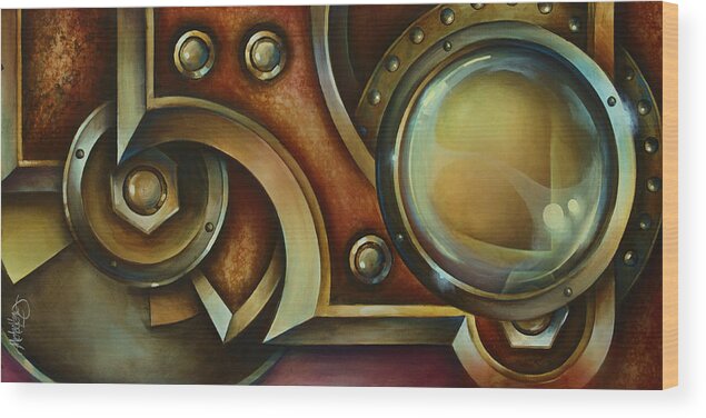 Industrial Painting Wood Print featuring the painting 'Access Denied' by Michael Lang