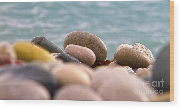 Abstract Wood Print featuring the photograph Beach And Stones by Stelios Kleanthous