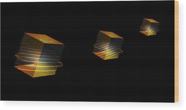 Abstract Wood Print featuring the digital art Cube Trails by Gordon Engebretson