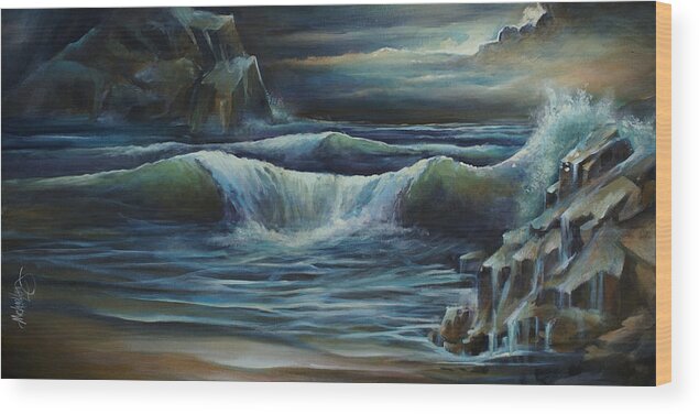 Seascape Wood Print featuring the painting 'Endless' by Michael Lang