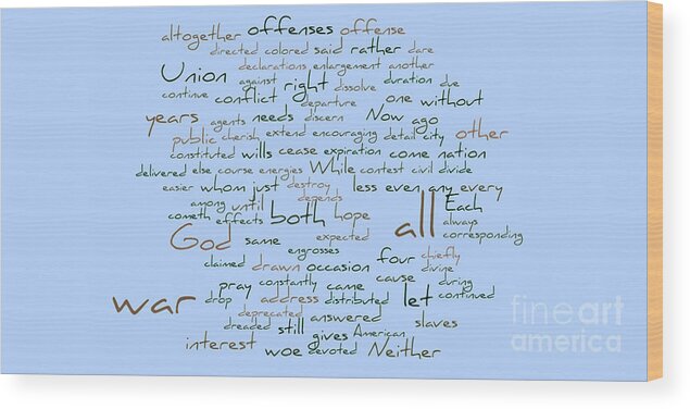 Word Cloud Wood Print featuring the photograph Lincoln's Second Inagural-Word Cloud by David Bearden