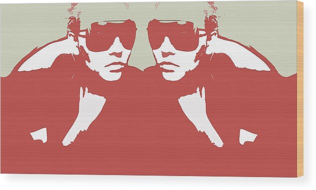 Sunglasses Wood Print featuring the photograph Niki in Mirror by Naxart Studio