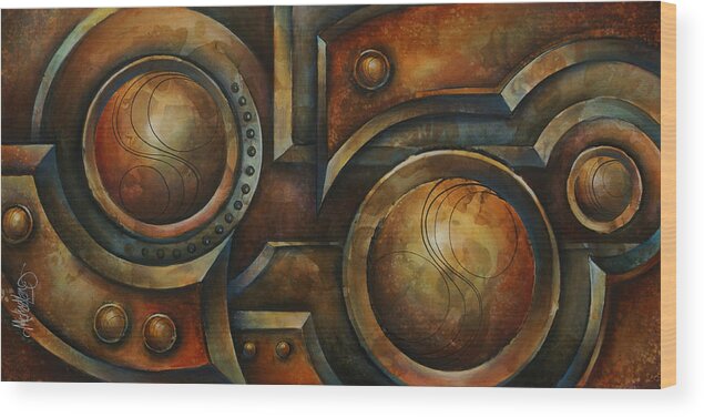 Steampunk Wood Print featuring the painting 'Old Iron' by Michael Lang