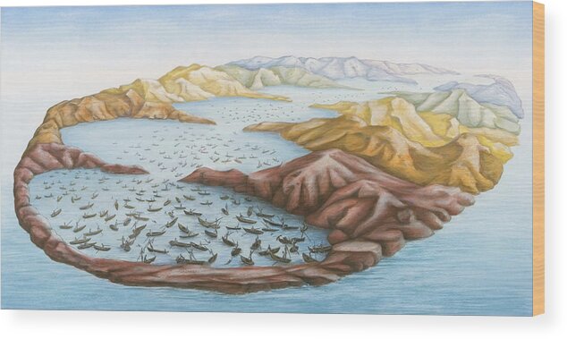 Ocean Wood Print featuring the painting The Infinite Ocean by Nad Wolinska