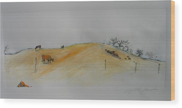 Landscape Wood Print featuring the painting Up 680 by Elizabeth Parashis