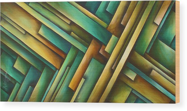 Geometric Wood Print featuring the painting ' Labyrinth' by Michael Lang