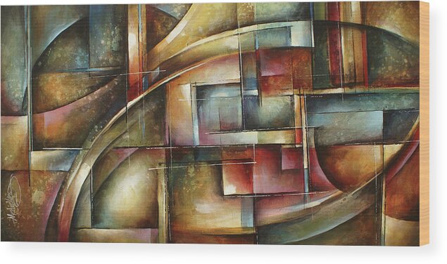 Abstract Wood Print featuring the painting ' Blind Space' by Michael Lang