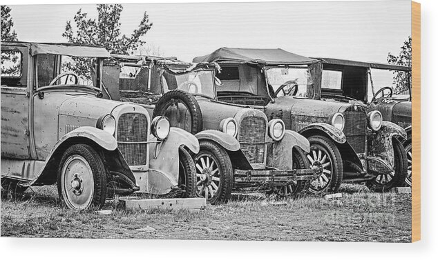  Wall Art For Living Room Wood Print featuring the photograph 1920s Vintage Cars by David Millenheft