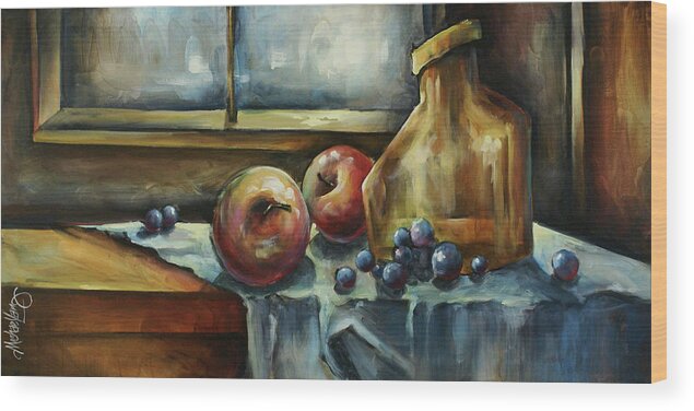 Still Life Wood Print featuring the painting Waiting #2 by Michael Lang