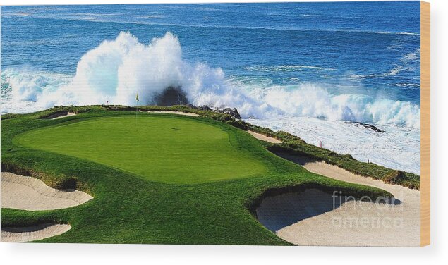 Golf Wood Print featuring the photograph 7th Hole - Pebble Beach by Michael Graham