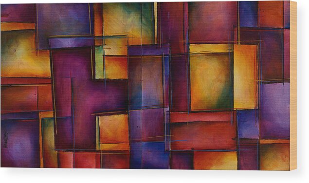 Abstract Design Wood Print featuring the painting Abstract Design 93 by Michael Lang