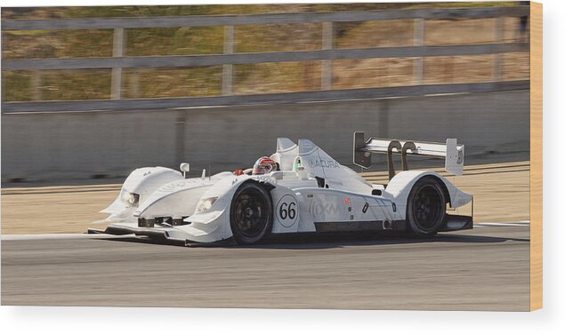 Darin Volpe Motorsports Wood Print featuring the photograph In The Lead - Acura ARX-02 Number 66 at Laguna Seca Raceway by Darin Volpe