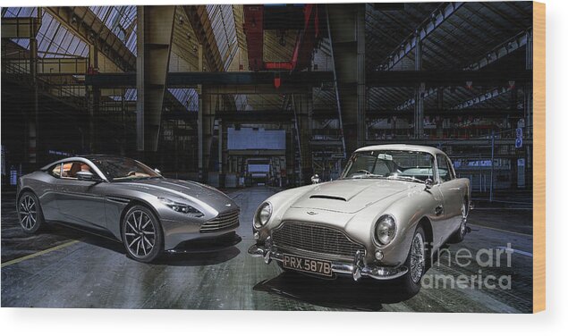 Aston Martin Wood Print featuring the photograph Aston Martin DB5 DB11 by Roger Lighterness