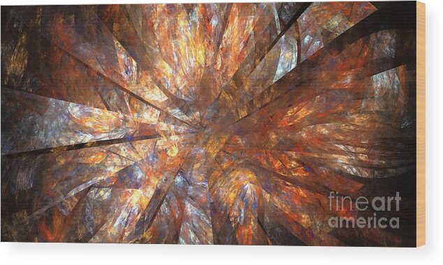 Abstract Wood Print featuring the digital art Autumn Crystals by Kim Sy Ok