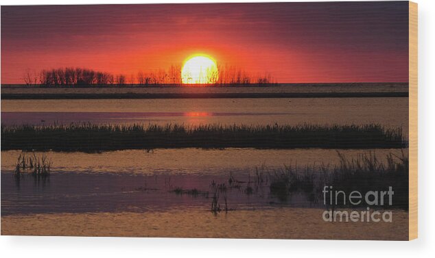 Quill Lake Wood Print featuring the photograph Big Quill Lake Sunset by Bob Christopher