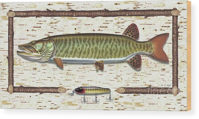 Musky Wood Print featuring the painting Birch Musky by JQ Licensing