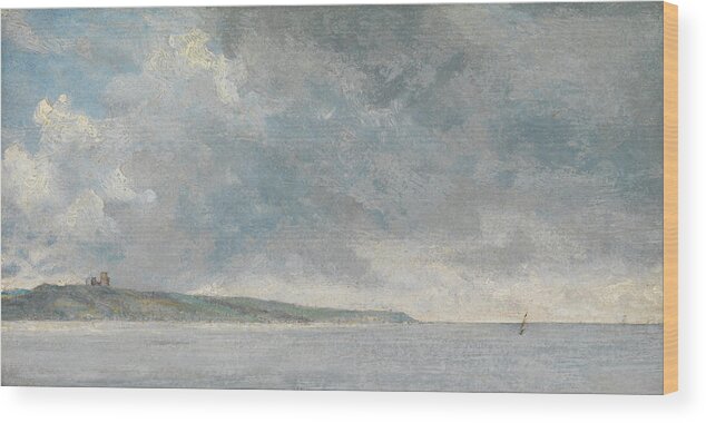 John Constable Wood Print featuring the painting British Title Coastal Scene with Cliffs by John Constable