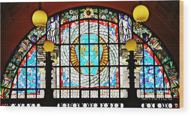 Window Wood Print featuring the photograph Casino Stained Glass by Sarah Loft