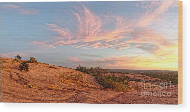 Central Wood Print featuring the photograph Chasing Angels of Light Over Enchanted Rock - Fredericksburg Texas Hill Country by Silvio Ligutti