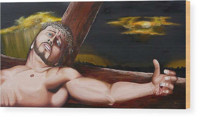 Christ Wood Print featuring the painting Christ's Anguish by Vic Ritchey