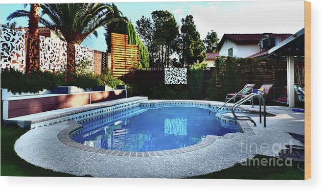  Wood Print featuring the digital art Cisco Lane Pool by Darcy Dietrich