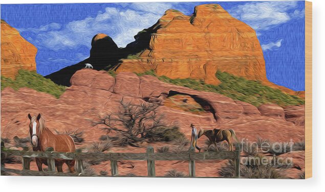 Cowboy Wood Print featuring the photograph Cowboy Sedona Ver3 by Larry Mulvehill